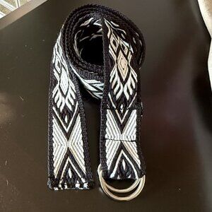 Dylan Caravan Southwestern Woven Adjustable Belt Black & White